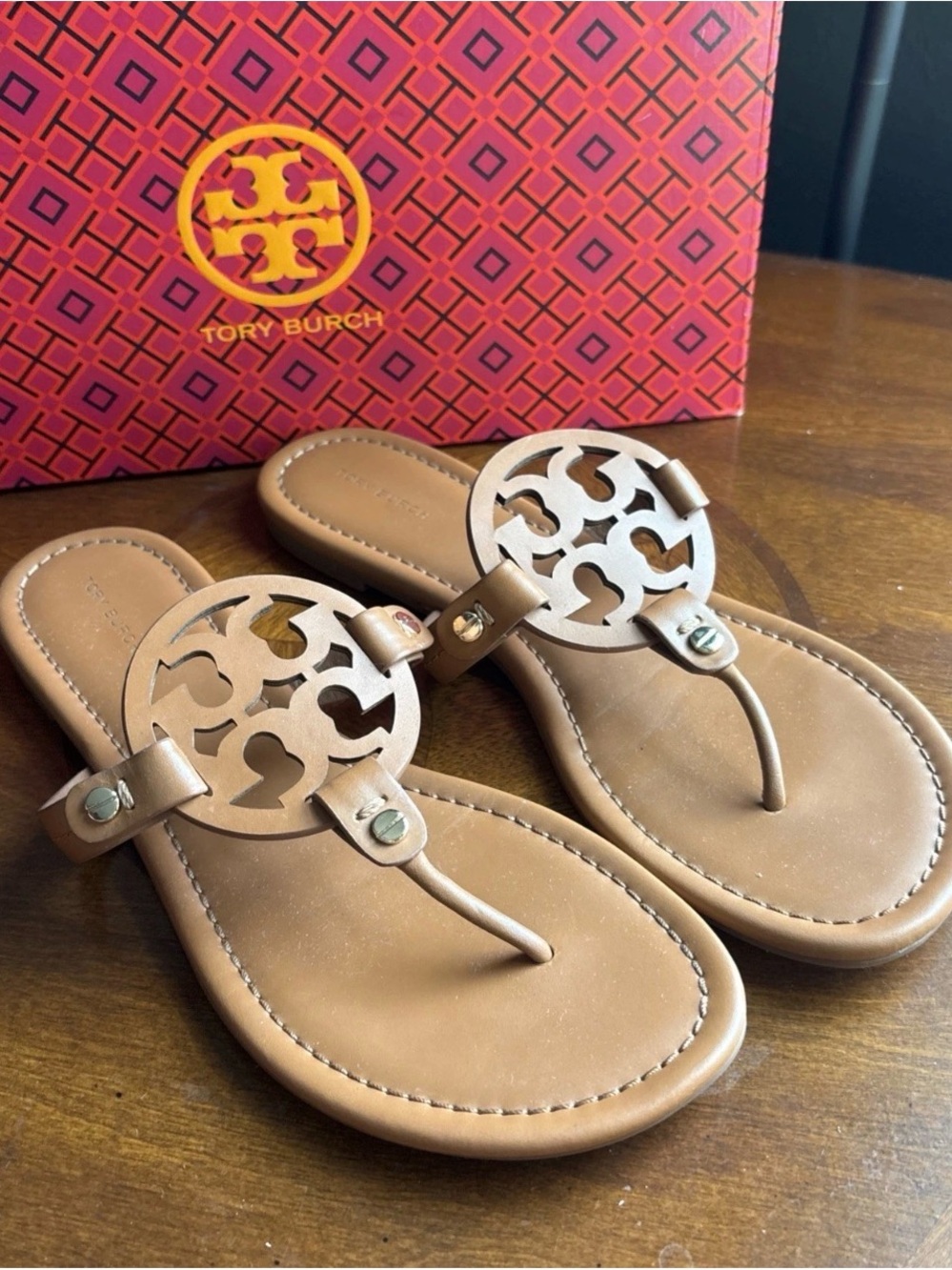 Tory Burch Miller Thong Sandal , Vintage Vachetta Leather , Sz 9M for women